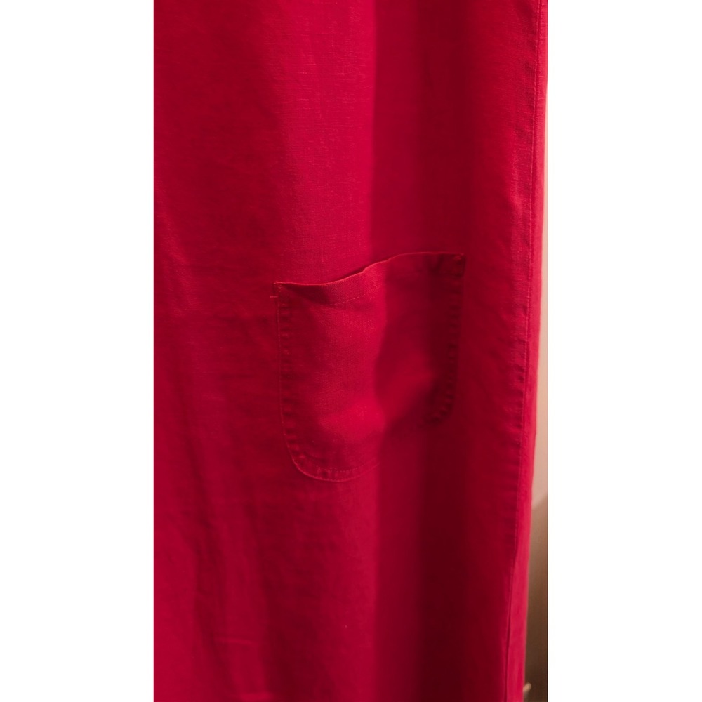 J Jill Love Linen Medium Red A-Line Maxi Dress Sleeveless Pockets Minimalist - Picture 7 of 11